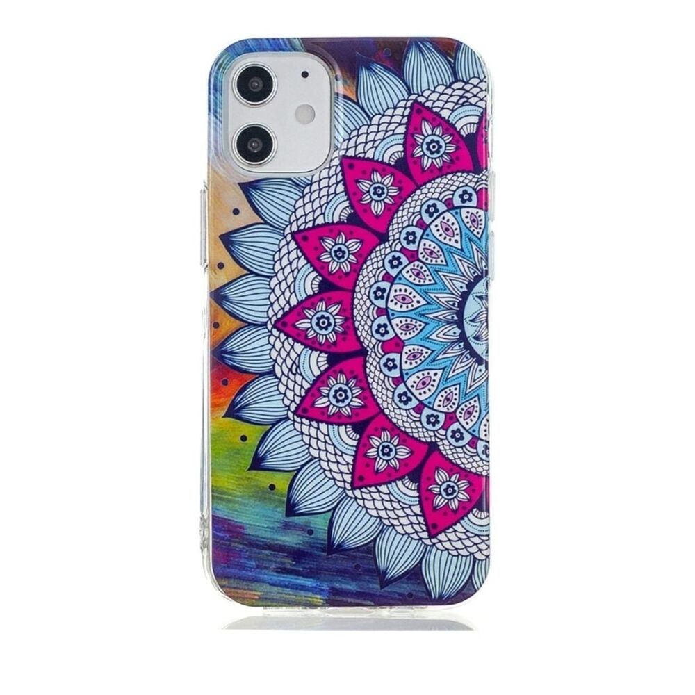 Mandala Flower Shockproof Gel TPU Phone Case - Pink & Blue